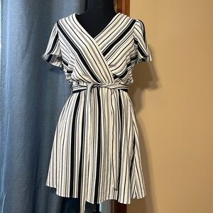 XS Charlotte Russe Wrap Style Mini Dress Black and White